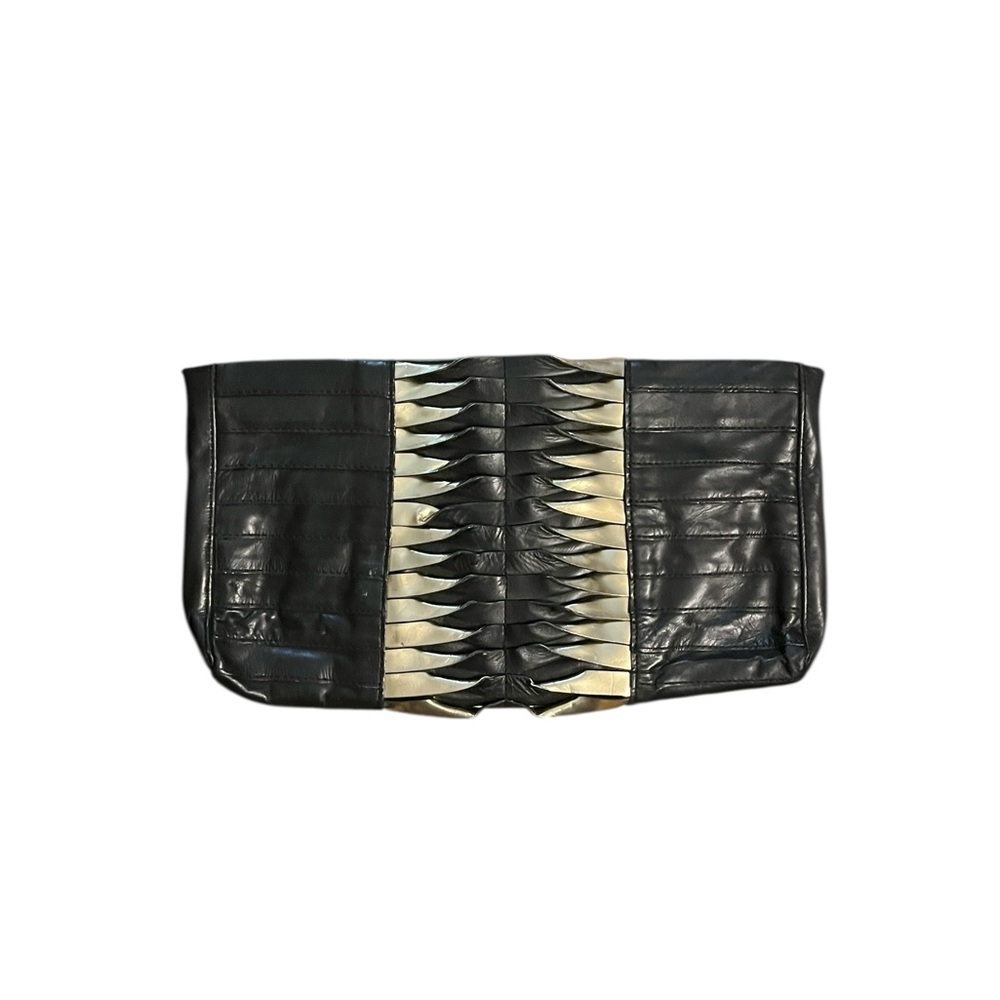 Herve Leger Demi Clutch  Black Leather